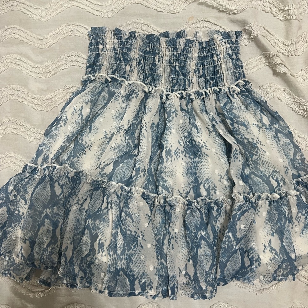 Blue Snake Skin Print Mini Skirt from Altar’d State.